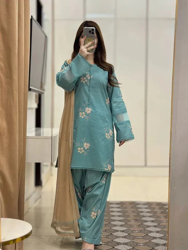 3 PIECE - UNSTITCHED LAWN PRINTED SUIT