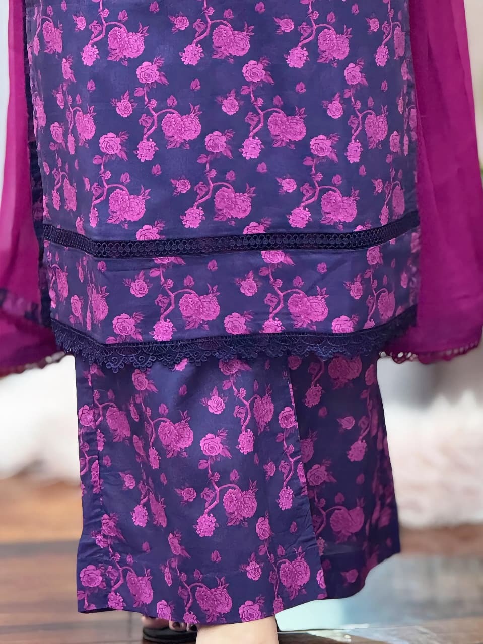 3 PIECE STITCHED LAWN PRINTED DRESS