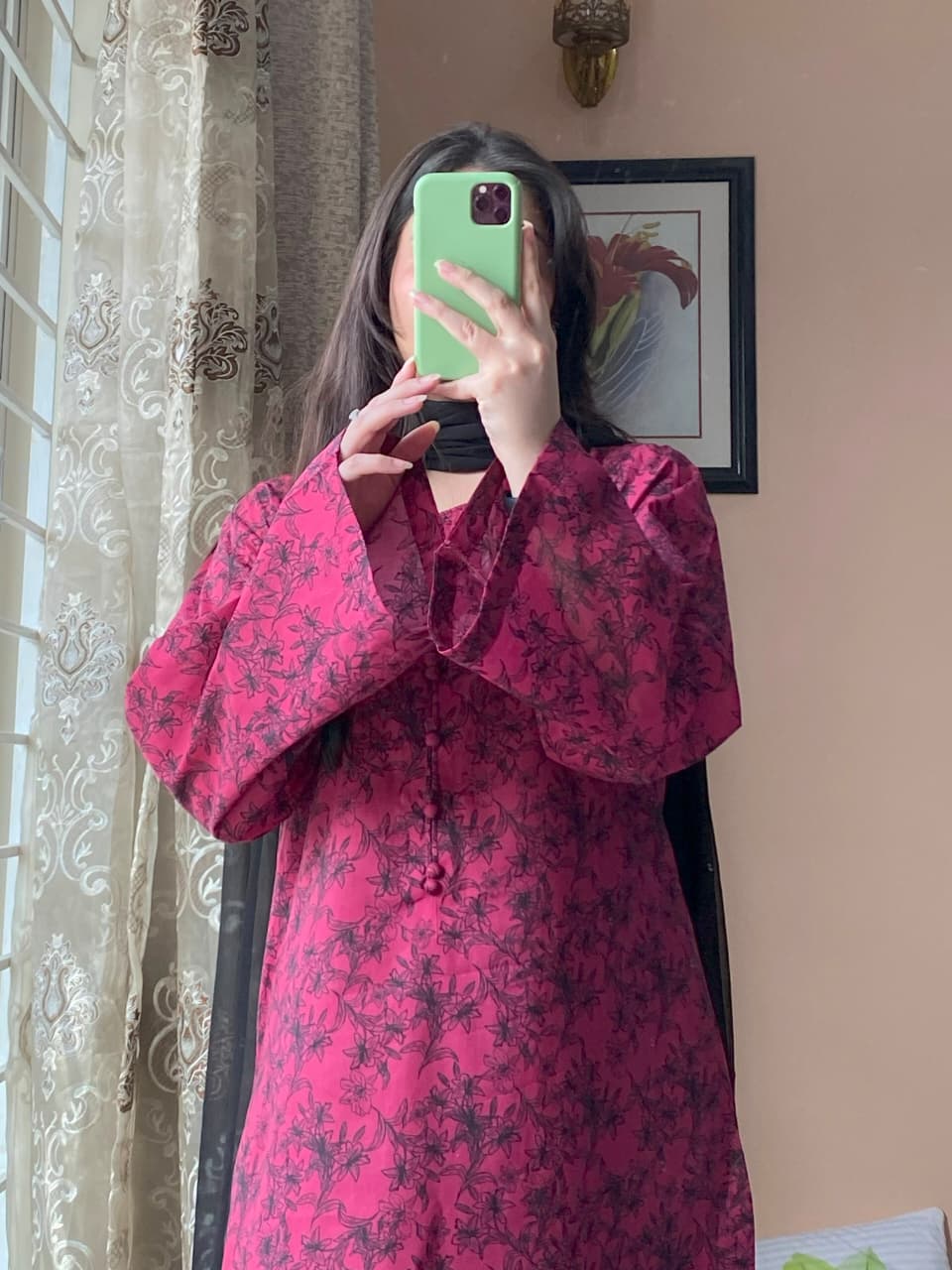 3 PIECE STITCHED LAWN PRINTED DRESS WITH PLAZO