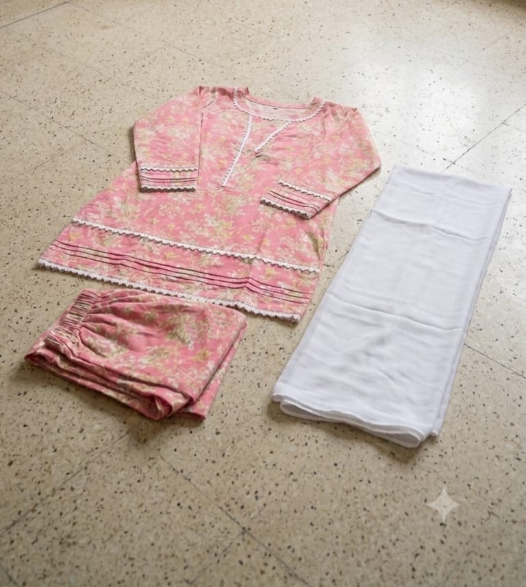 3 PIECE STITCHED Linen PRINTED DRESS
