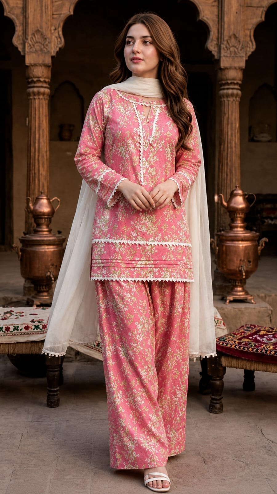 3 PIECE STITCHED Linen PRINTED DRESS