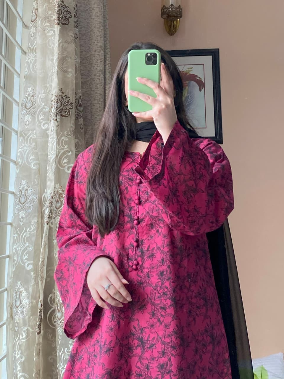 3 PIECE STITCHED LAWN PRINTED DRESS WITH PLAZO