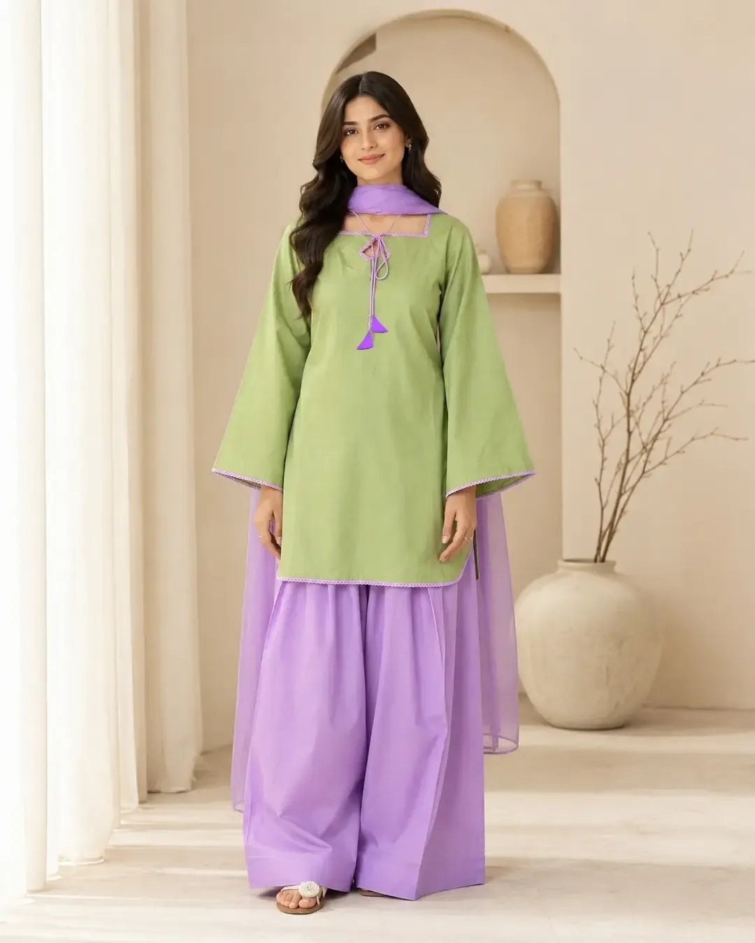 Trending Purple Farshi Shalwar 3 Piece Suit