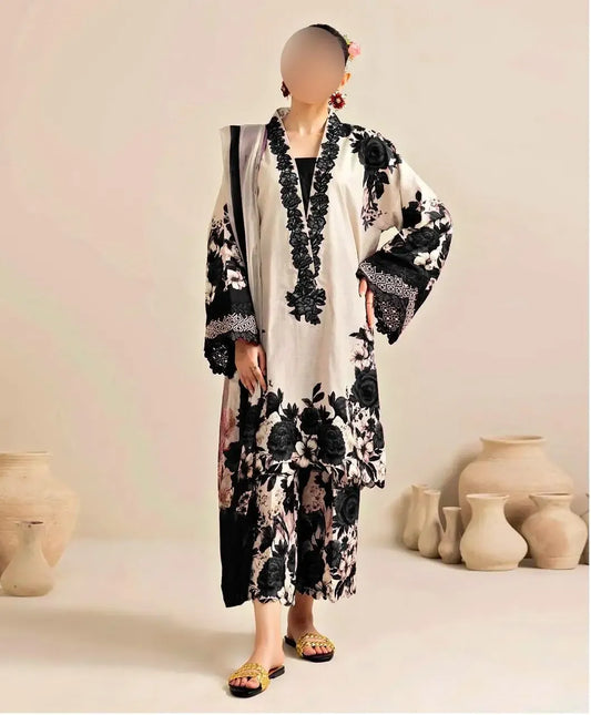 Unstitched Digital Printed Swiss Lawn 3 Piece Suit