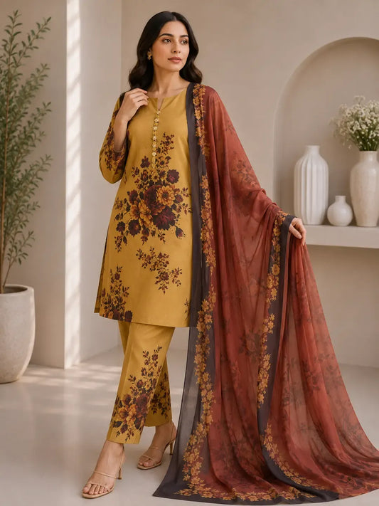 3 Piece Swiss Lawn Suit for Women