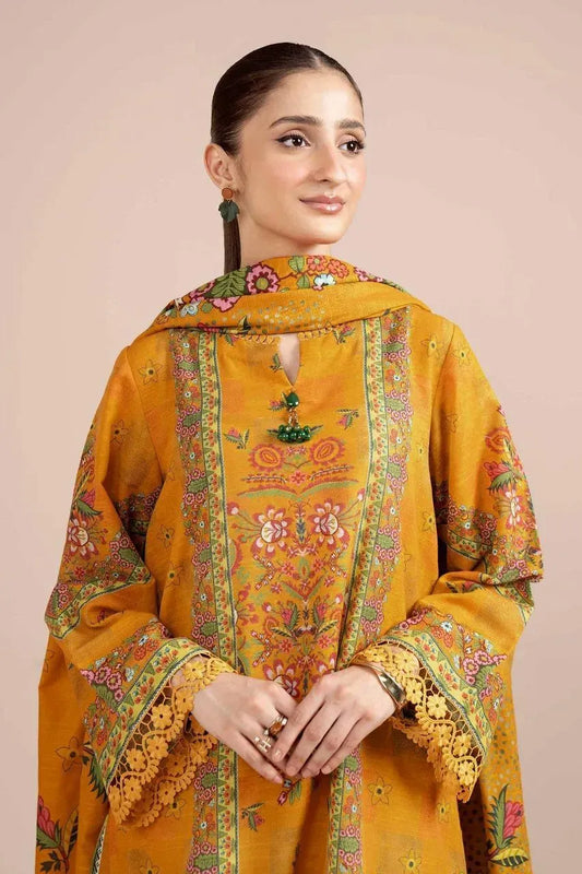 Golden Floral Printed 3-Piece