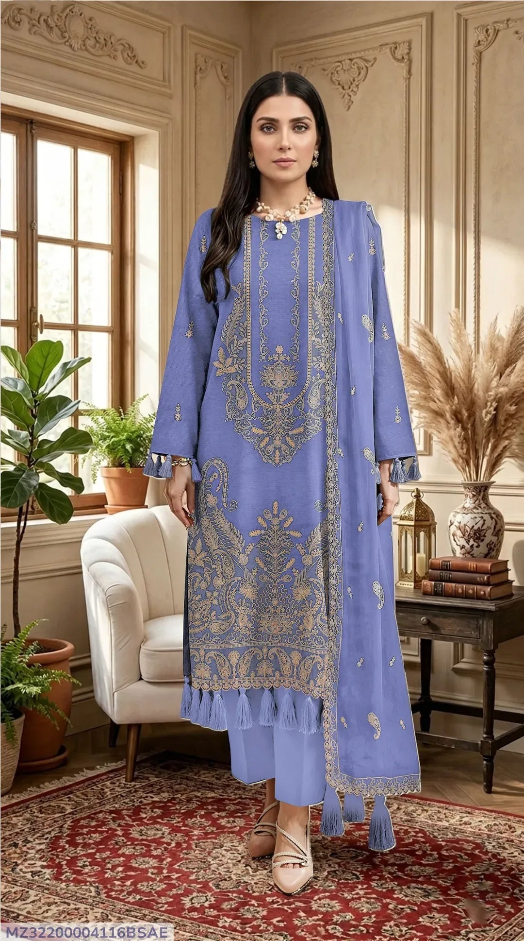3 Pcs Women's Unstitched Embroidered Suit