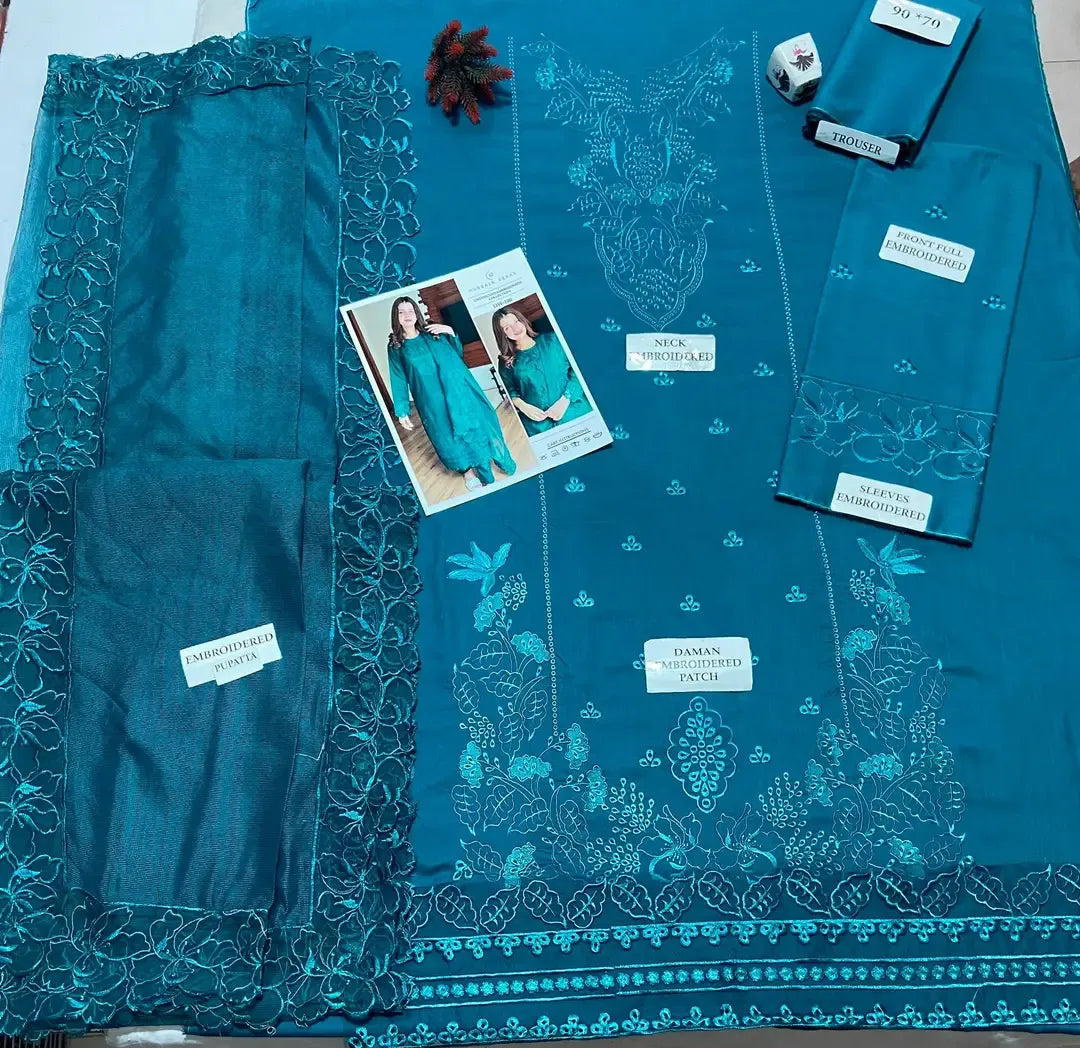 3 Pcs Women's Unstitched Embroidered Suit