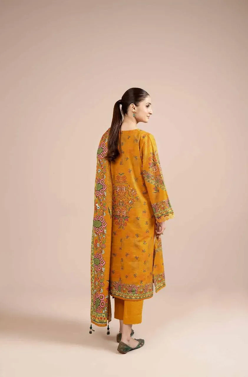 Golden Floral Printed 3-Piece