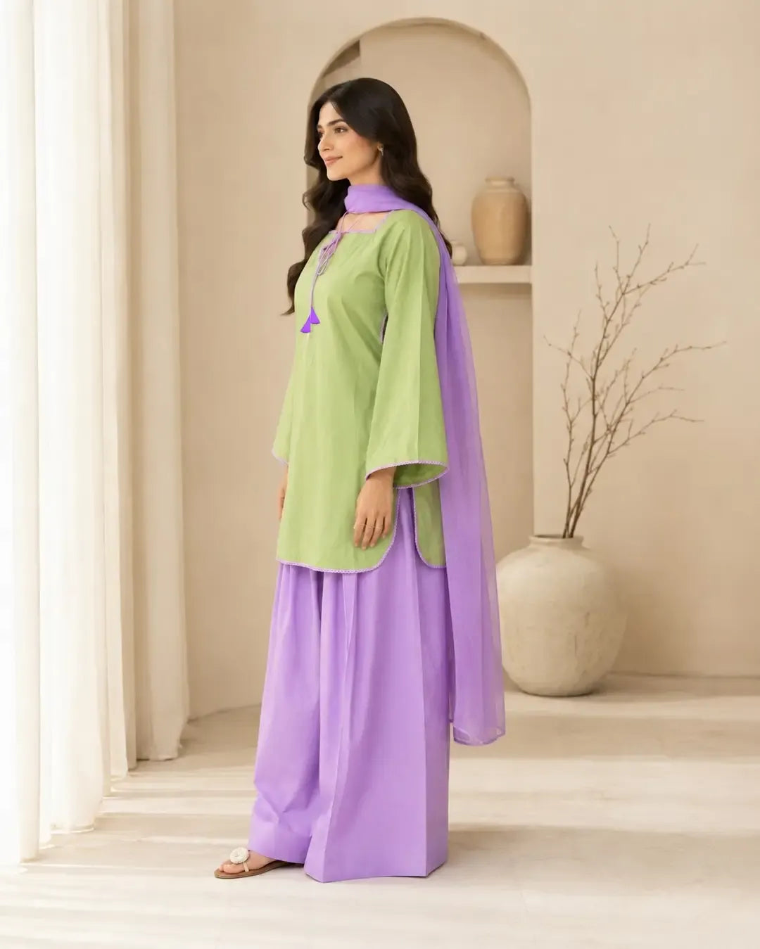 Trending Purple Farshi Shalwar 3 Piece Suit