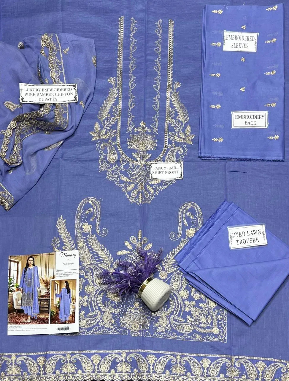 3 Pcs Women's Unstitched Embroidered Suit