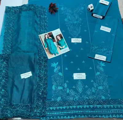 3 Pcs Women's Unstitched Embroidered Suit