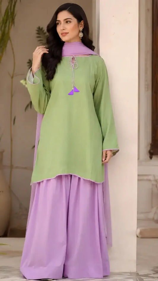 Trending Purple Farshi Shalwar 3 Piece Suit