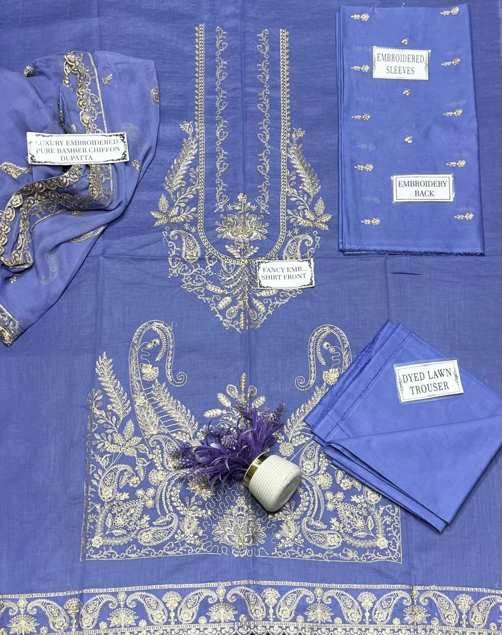 3 Pcs Women's Unstitched Embroidered Suit