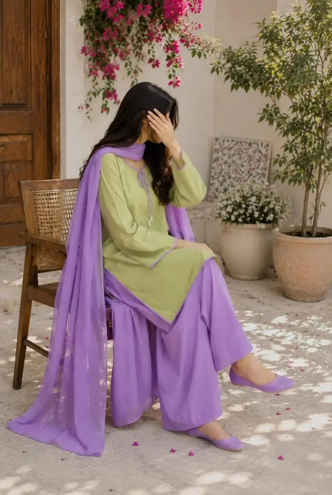 Trending Purple Farshi Shalwar 3 Piece Suit