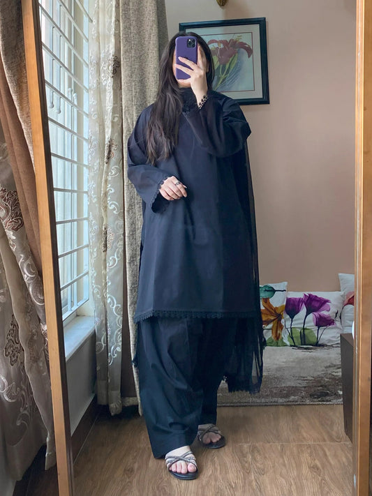 3 PIECE STITCHED Lawn PLAIN DRESS