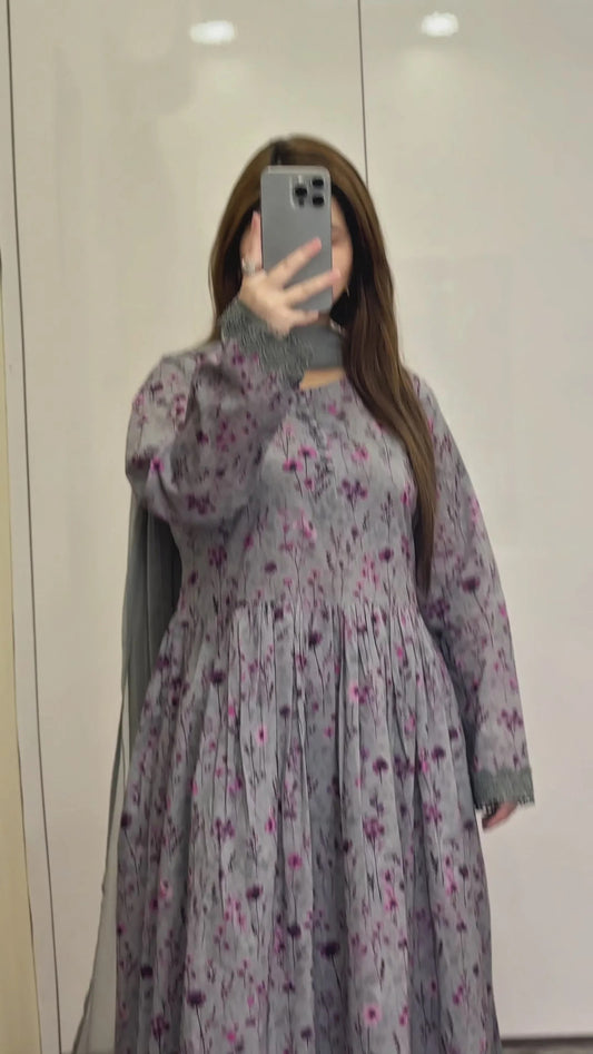 3 PIECE STITCHED LAWN PRINTED Dress