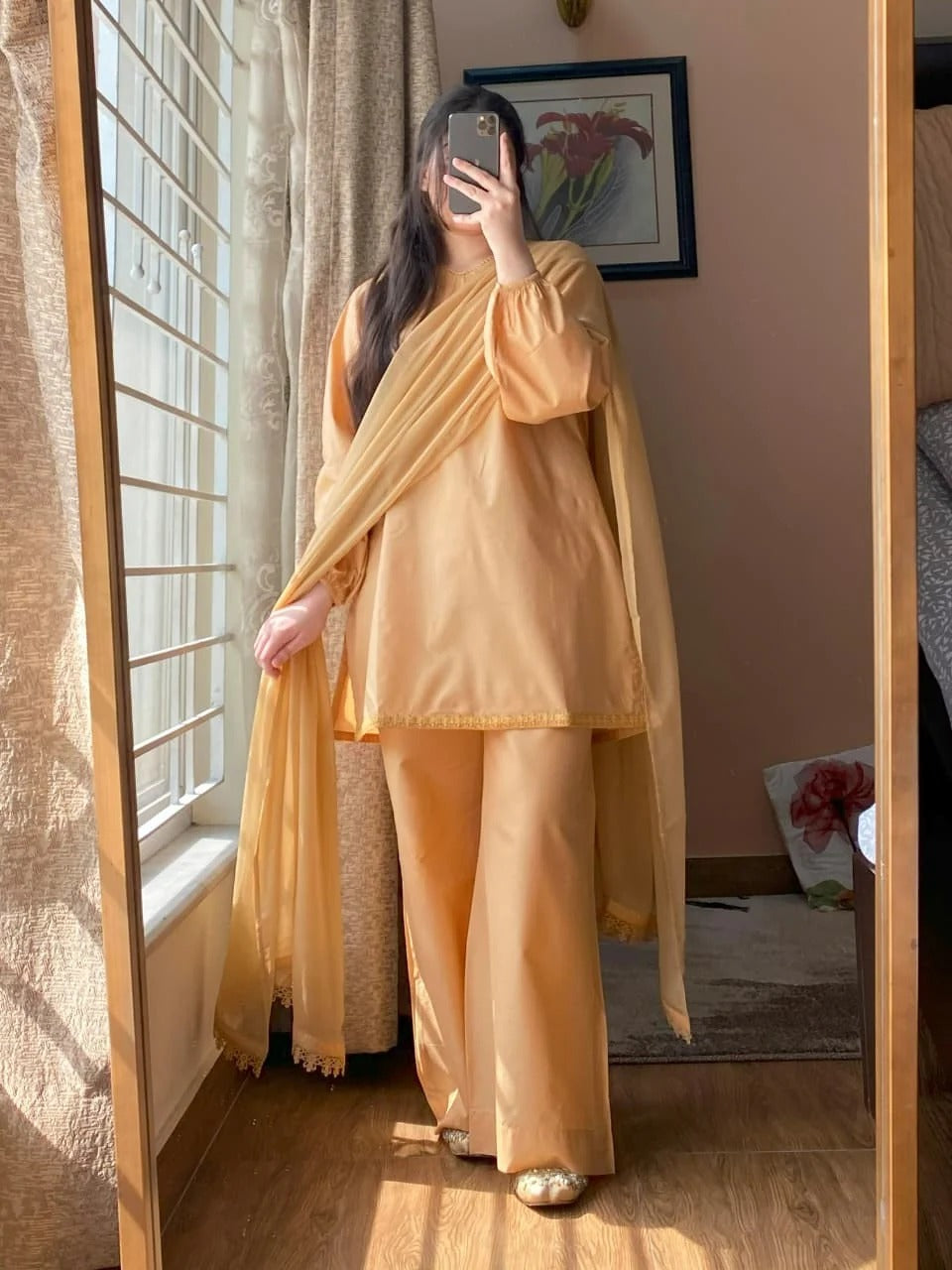 3 PIECE STITCHED WINTER CCOTTON PLAIN DRESS